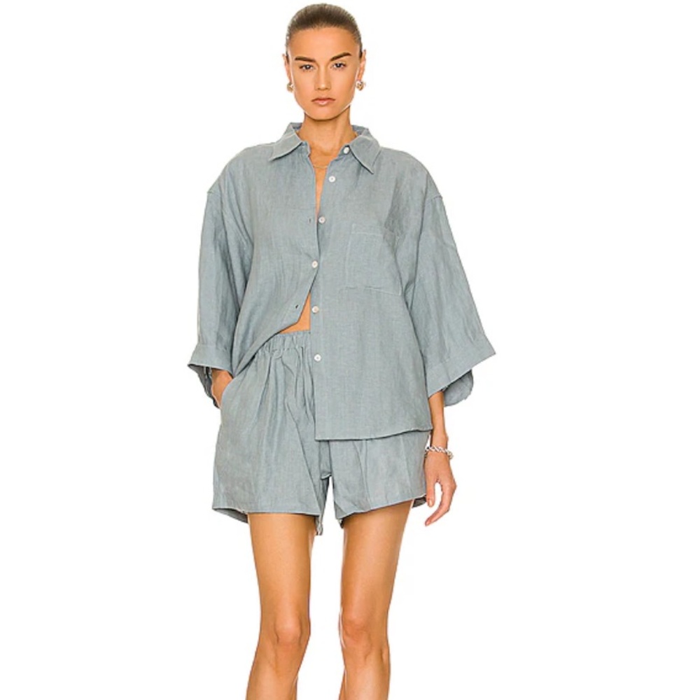 Women's Light Blue Button-Up Shirt
